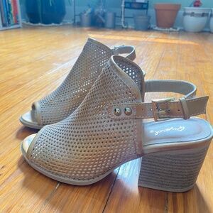 Bronze Block Heeled Sandals